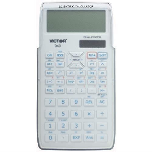 940 10Digit Advanced Scientific Calculator with 2 Line Display Battery and Solar Hybrid Powered LCD Display Great for Students and Professionals White