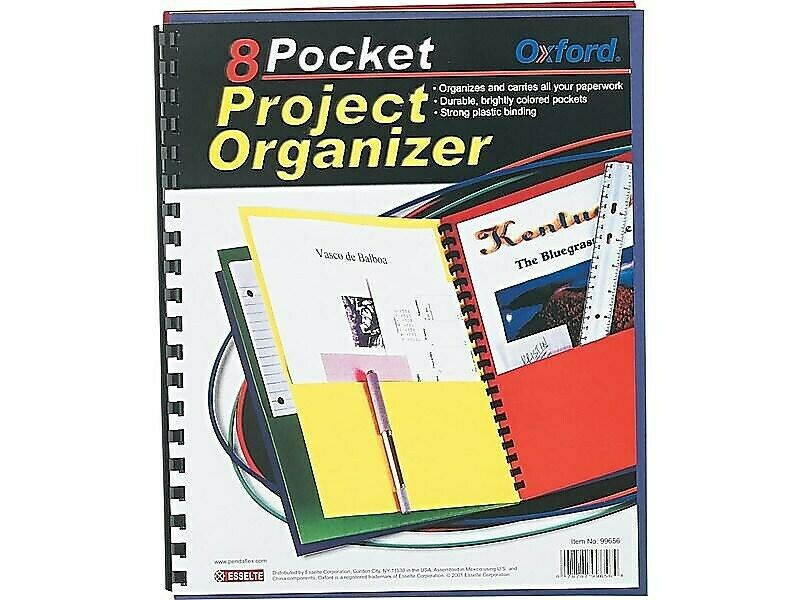 Oxford 8 Pockets Portfolio Folder Red Green Yellow Purple (99656) 854588