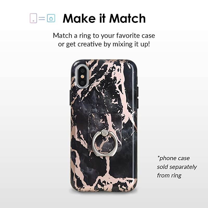 Cell Phone Ring Holder Finger Ring Stand Improves Phone Grip Compatible with iPhone Galaxy and Most Cases Except SiliconeLeather Blue Opal Marble