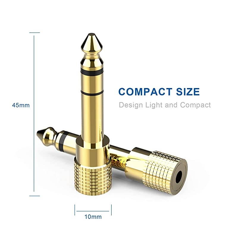 14 inch Male to 35mm 18 inch Female Stereo Audio Adapter Converter for Guitar Headphones Amp Gold Plated 2 Pack