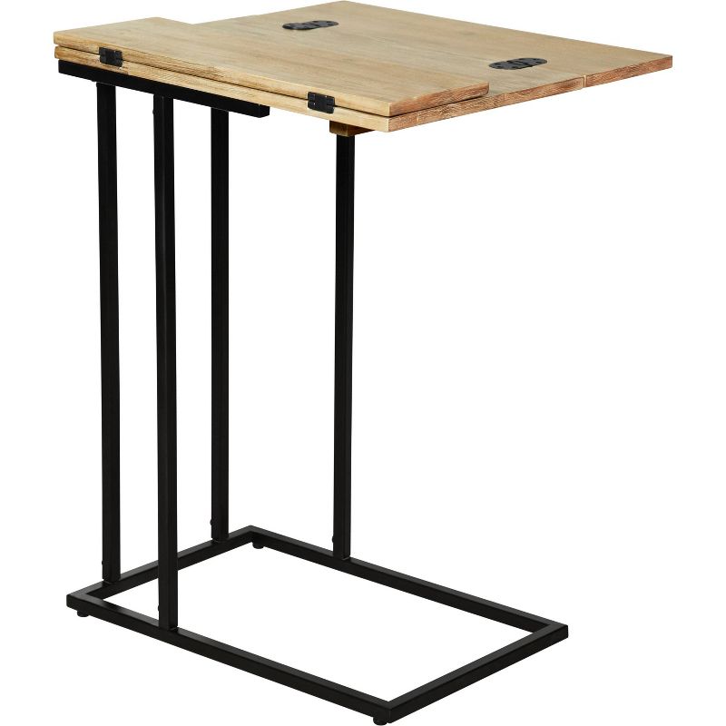 Harton Rustic Expandable C Side Table - Natural Wood - Serta