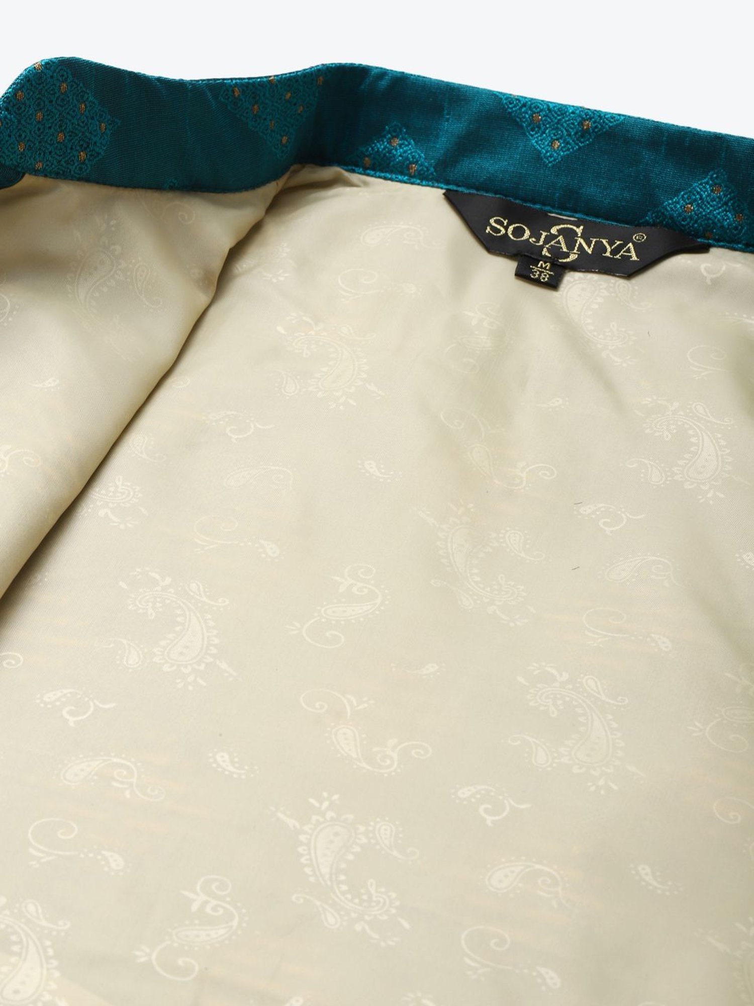 Sojanya Blue Regular Fit Self Pattern Nehru Jacket