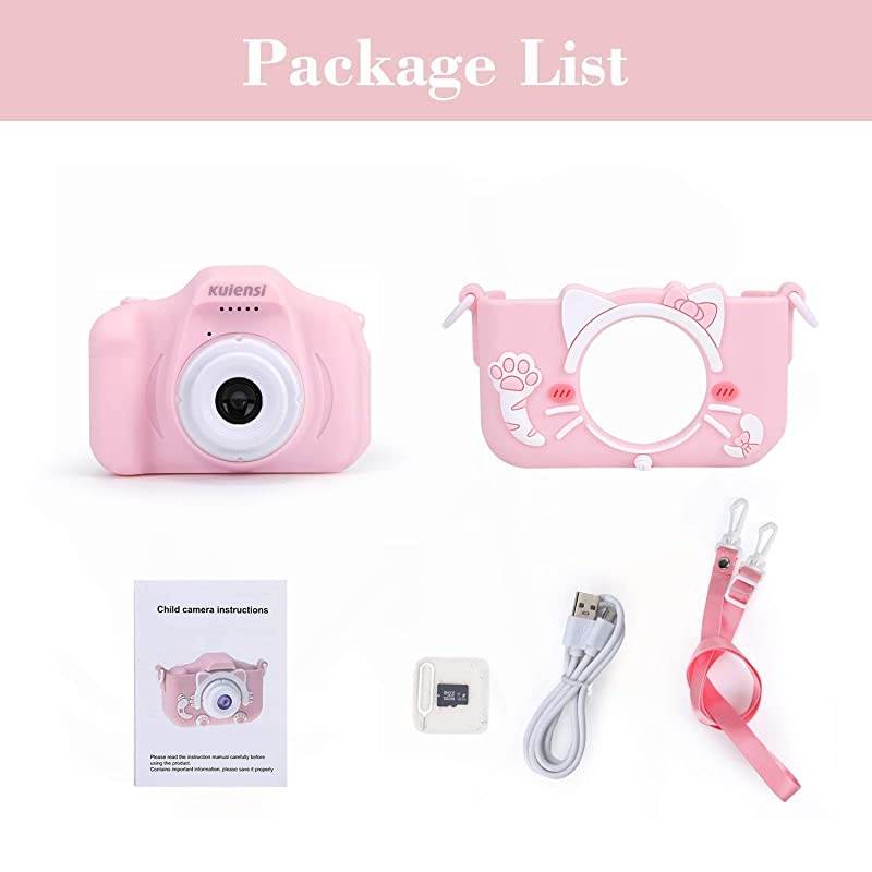 Digital Camera Child Camcorder, Girls Birthday Toy Gifts for 4-13-Year-Old Children, Update Dual Cameras 20.0MP Toddler Video Recorder 1080P IPS 2" Screen with 32G TF Card, Cat Soft Silicone Case