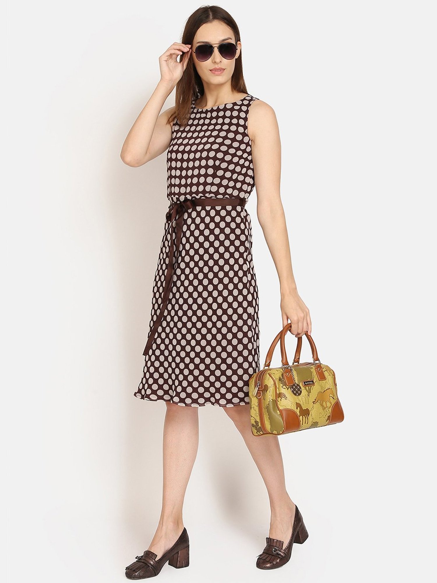 Office & You Brown Print A-Line Dress