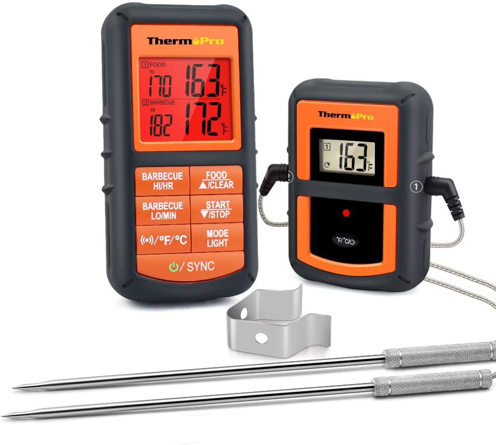 Thermopro TP08S Wireless Digital Meat Thermometer for Grilling Smoker BBQ Grill Oven Thermometer with Dual Probe Kitchen Cooking Food Thermometer