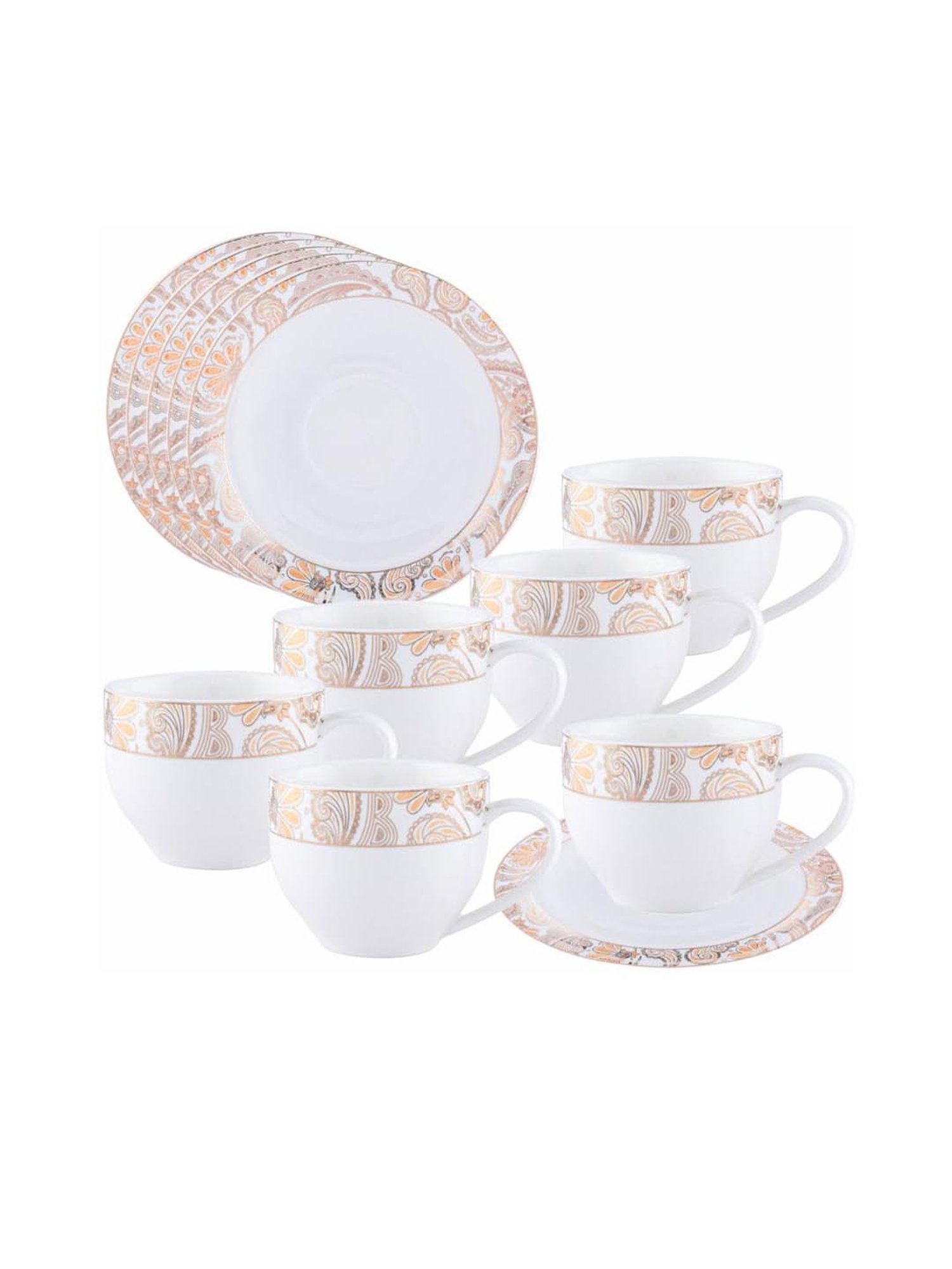 White Gold White & Gold Porcelain 12 Piece Tea Set