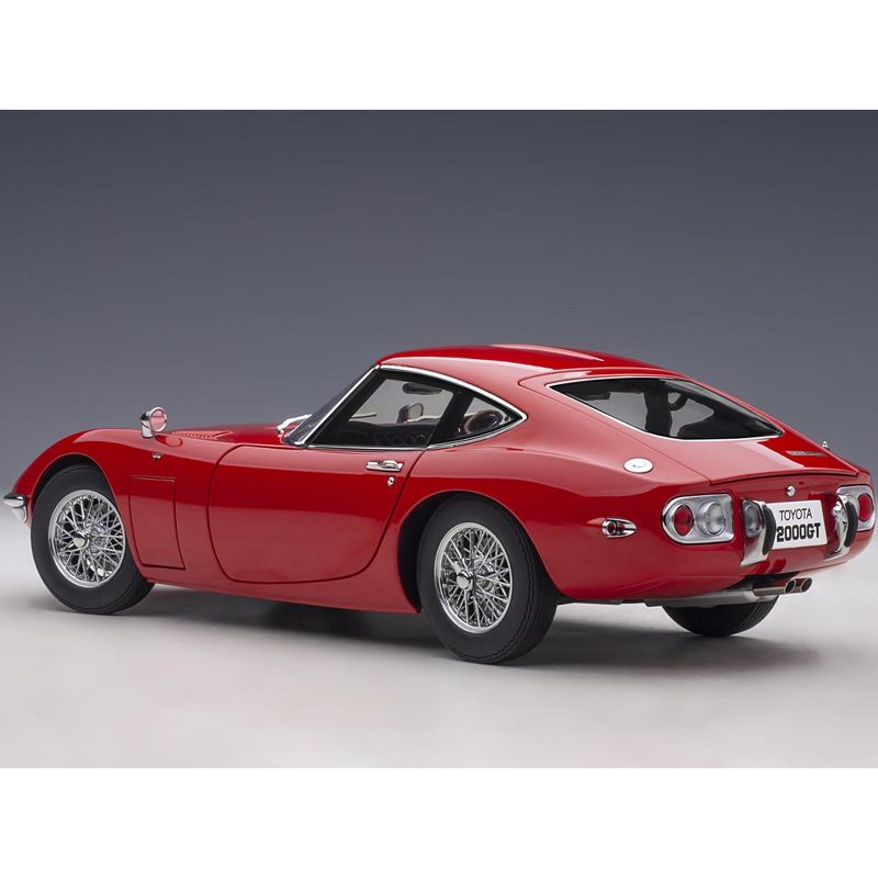 Toyota 2000GT RHD (Right Hand Drive) with Wire-Spoke Wheels Red 1/18 Model Car by Autoart