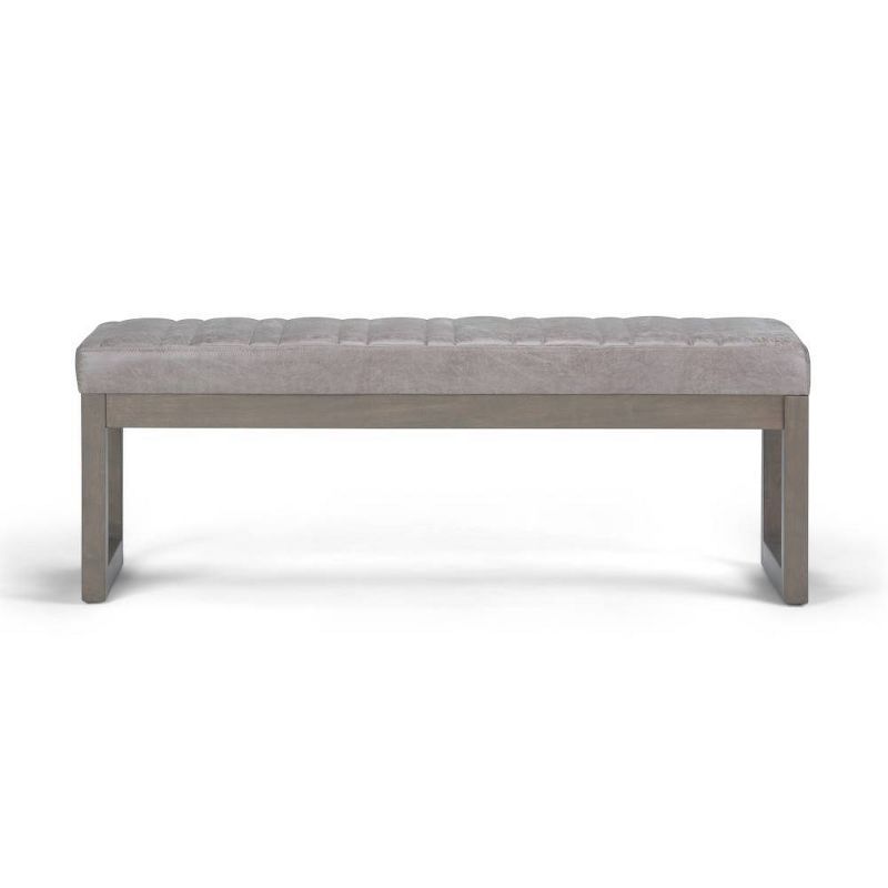 48" Kaufman Ottoman Bench Distressed Gray Taupe Faux Air Leather - WyndenHall