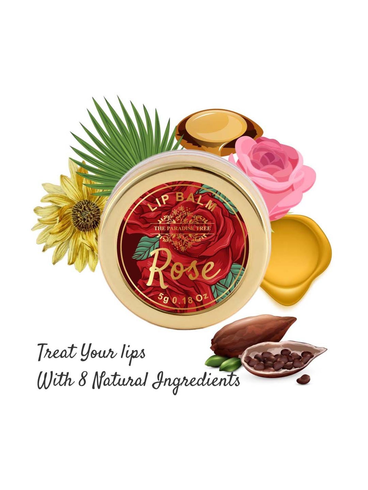 The Paradise Tree Rose petals Lip Balm - 5 gm