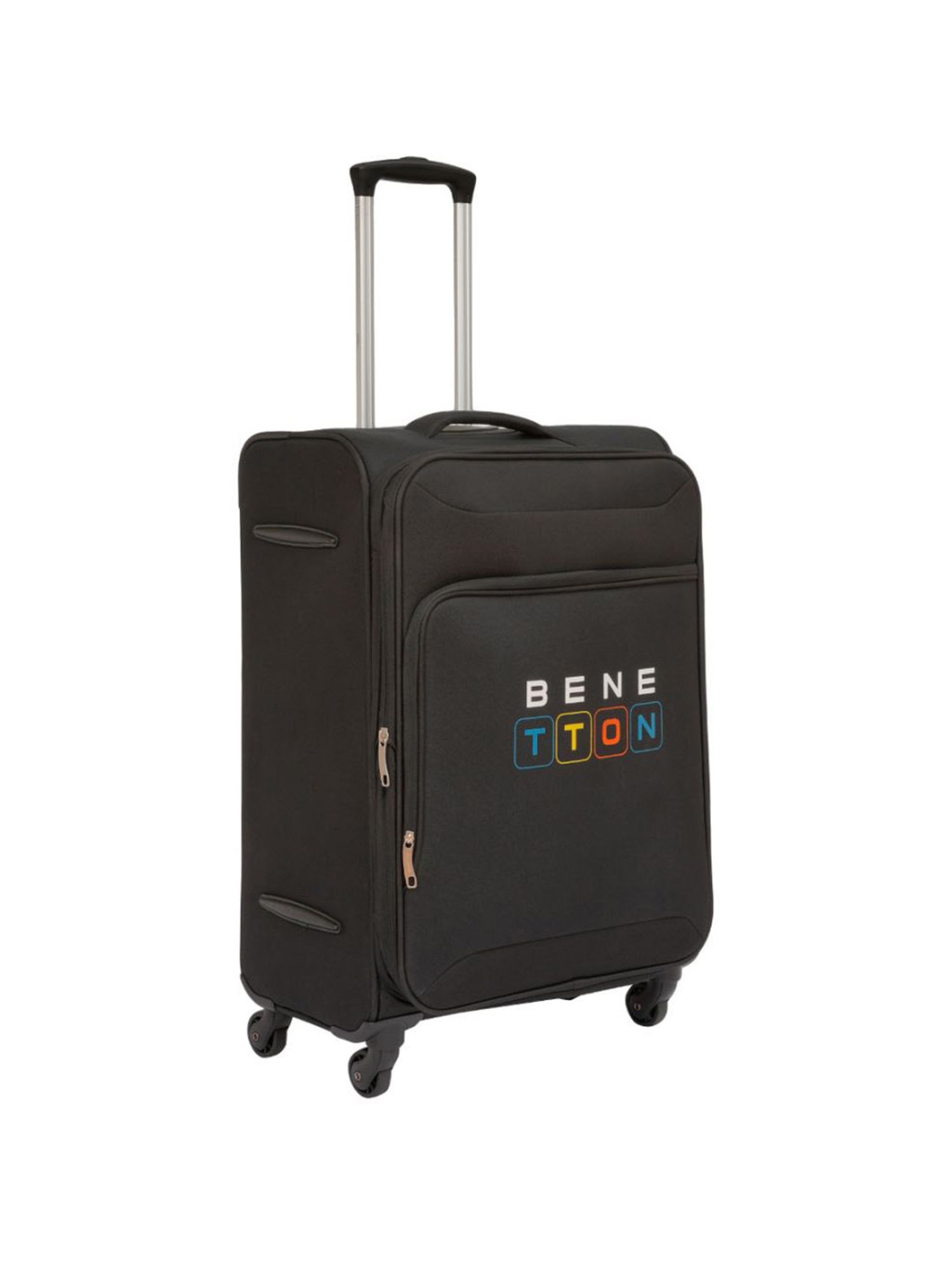 United Colors Of Benetton Macau Black Printed Soft Medium Trolley Bag - 68 Cms