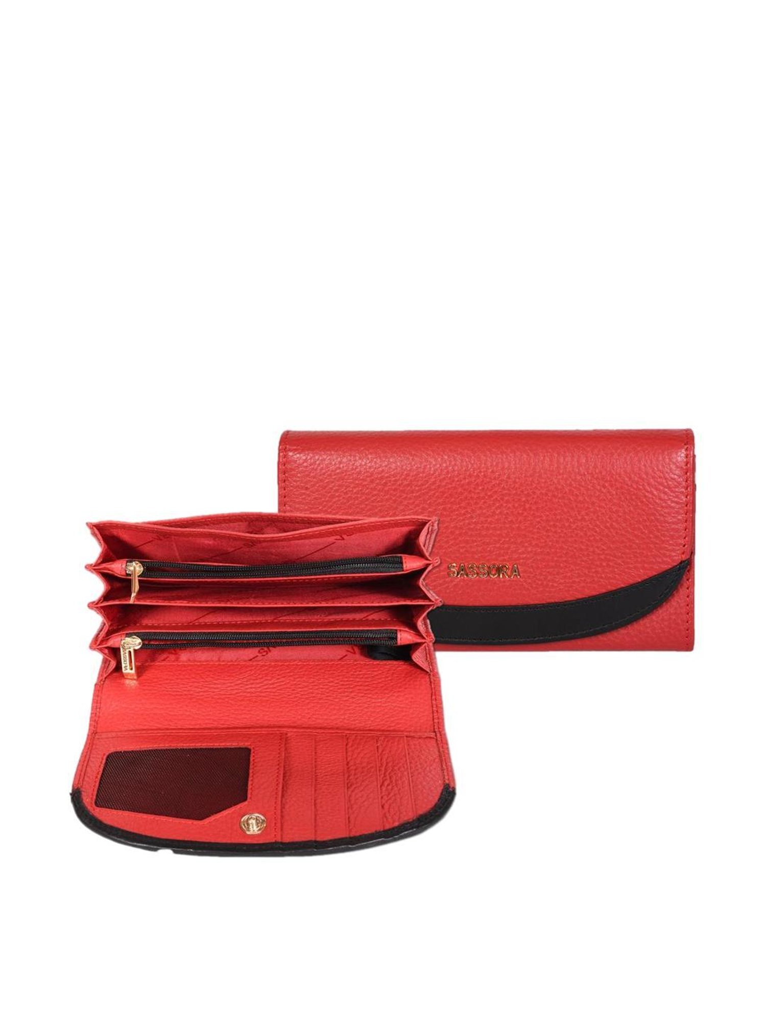 SASSORA Red & Black Solid Wallet, Keychain & Pencase Combo Set