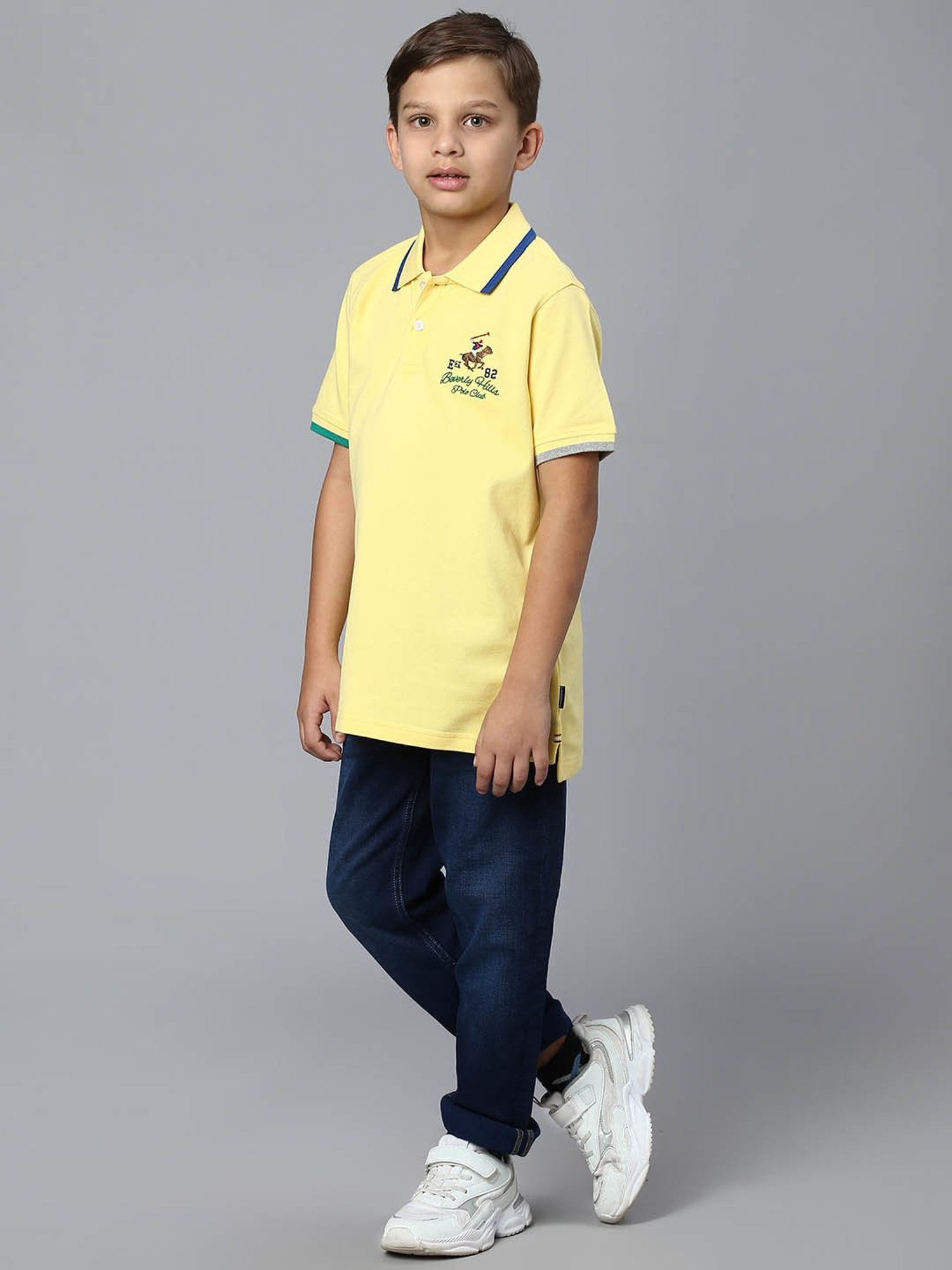 Beverly Hills Polo Club Kids Yellow Solid Polo T-Shirt