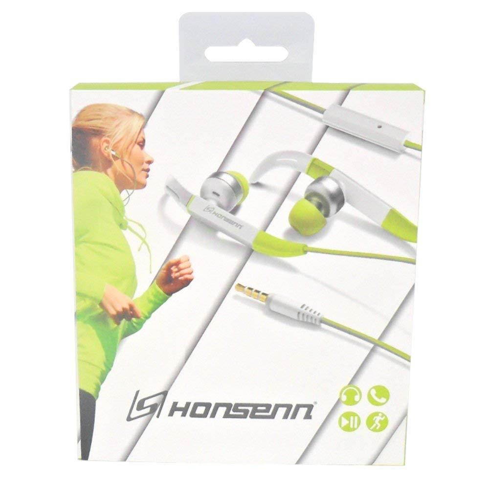Honsenn Sweatproof Sport Workout Headphones Bass Mic Noise Isolating In-Ear Earbuds for Running Gym Jogging Earphones