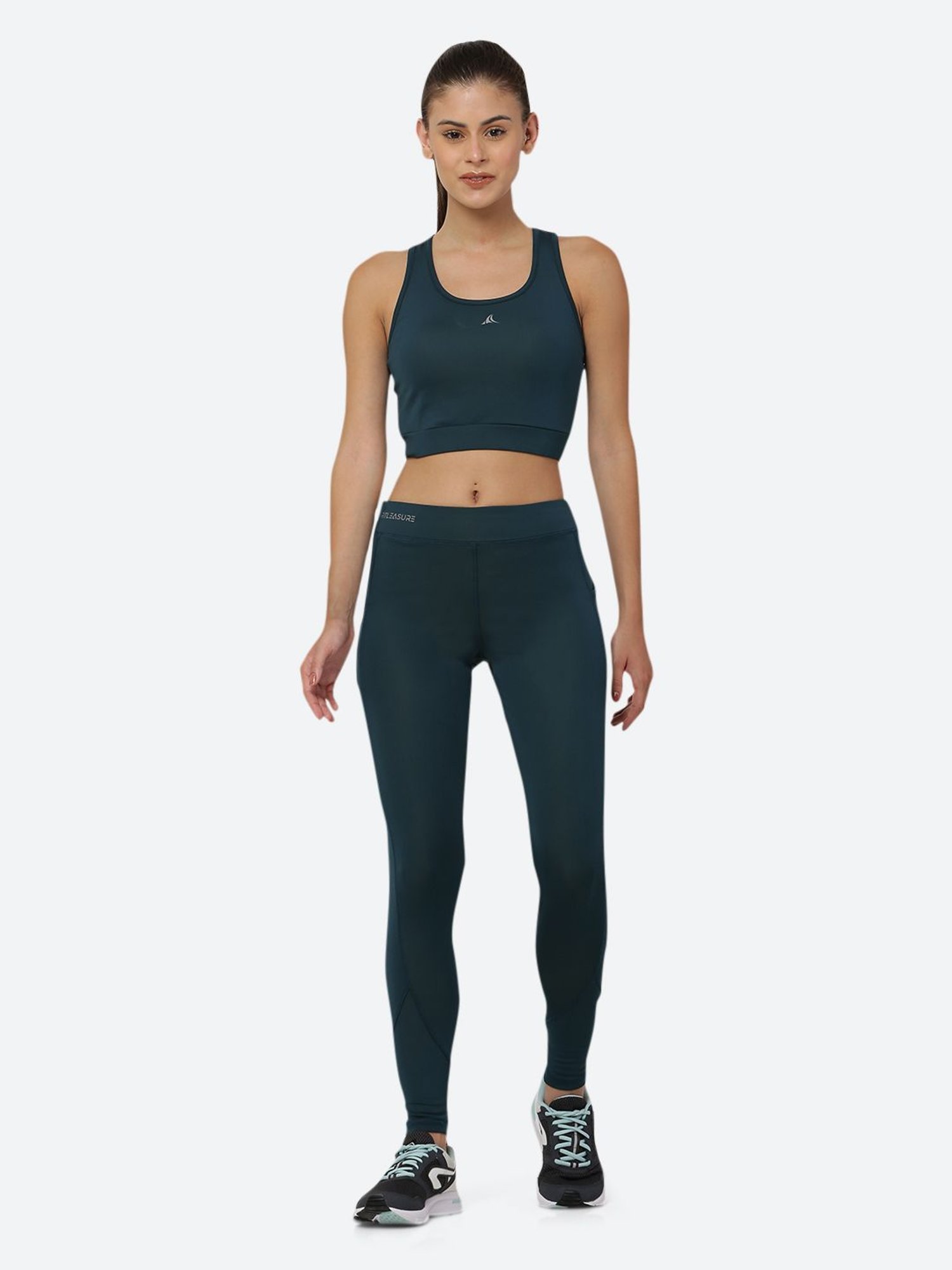 Fitleasure Teal Non Wired Padded Sports Bra