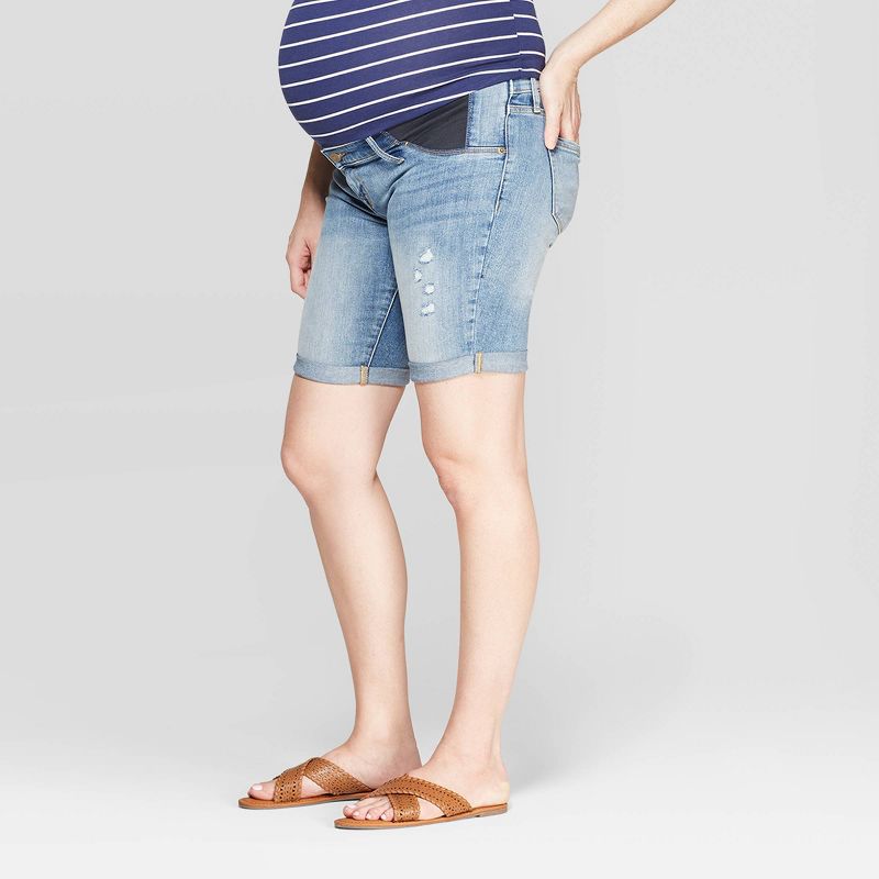 Maternity Side Panel Bermuda Jean Shorts - Isabel Maternity by Ingrid & Isabel™ Light Wash 16