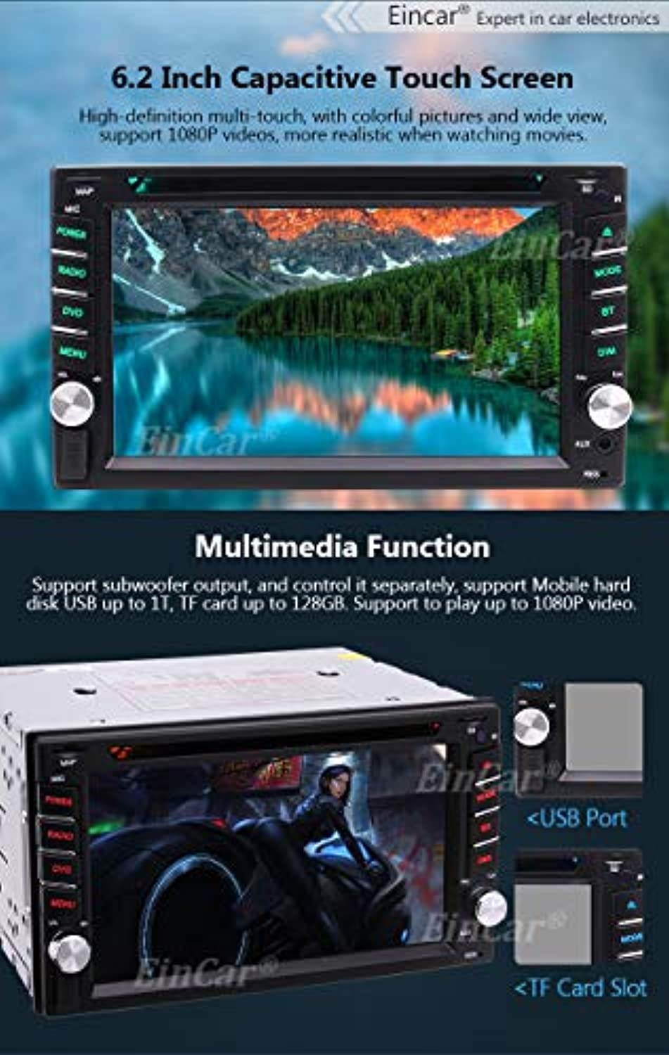 Newest Car Stereo Android 10.0 System Double 2 Din Car DVD Player Capacitive Touch Screen Head Unit GPS Navigation WiFi 1080P Bluetooth Mirror Link FM/AM RDS Radio Video SWC Wireless Backup Camera