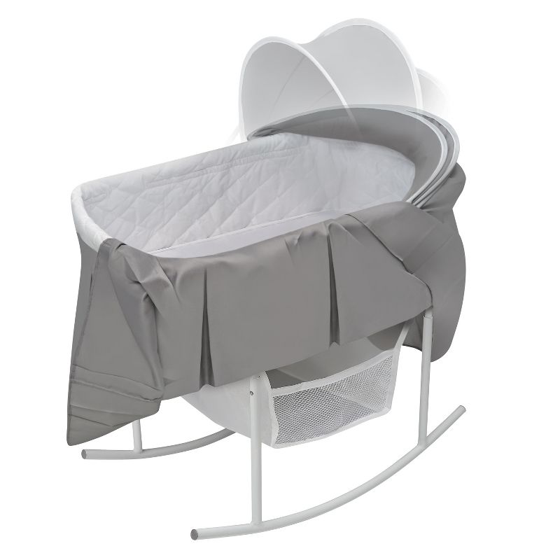 Badger Basket Cuddles Rocking Doll Bassinet - Gray/White