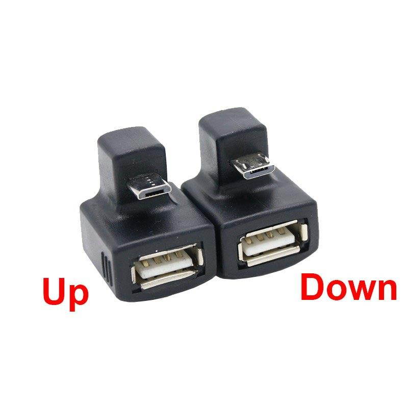 180 Degree Up & Down Right Angled 5 Pin Micro USB OTG to USB Female Extension Adapter connector for Phone Android Tablet