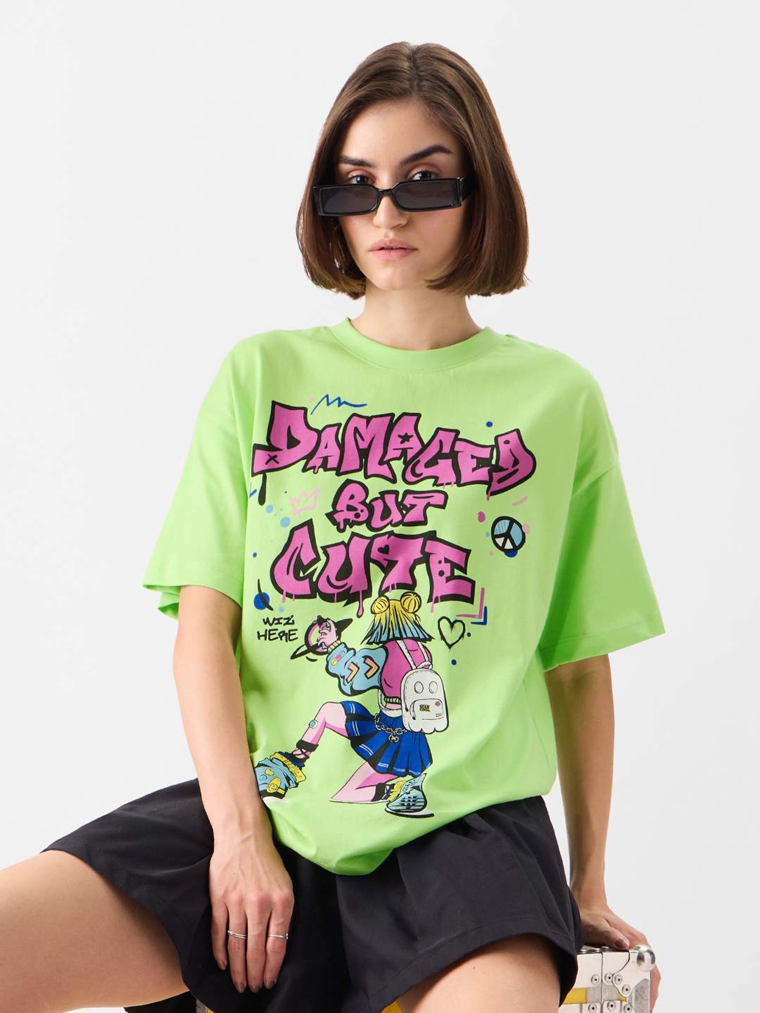 The Souled Store Lime Green Cotton Printed T-Shirt