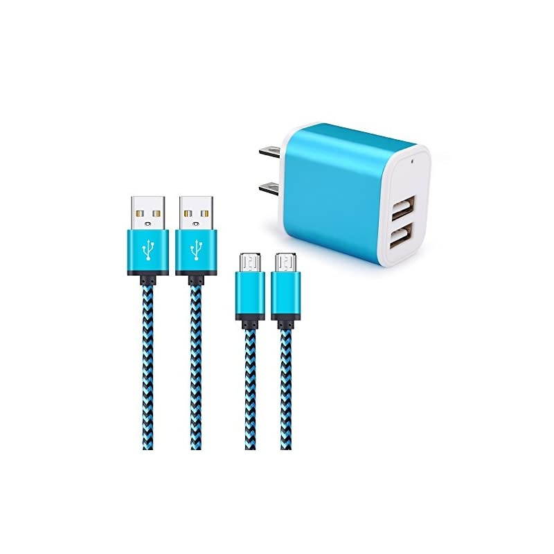 Android Charger with Wall Plug  21A Dual Port USB Wall Charger Brick Block Charger Cube Box with 2Pack 6ft Micro USB Cable Phone Charger Cord for Samsung Galaxy S7 S6 Edge J3 J7 LG Stylo 5 3
