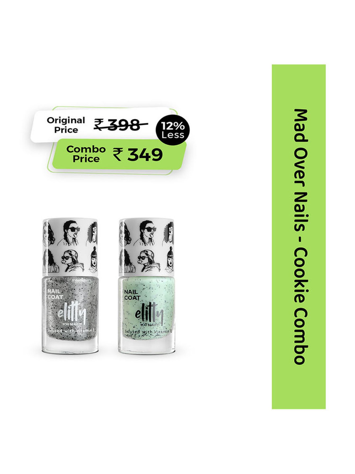 Elitty Mad Over Nails Nail Polish Cookie Combo - Pack of 2 - Ice Breaker, Peace Out