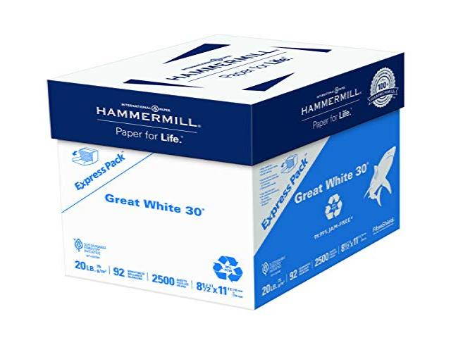 Springhill Great White Recycled Copy Paper 92 Brightness 20lb 8-1/2 x 11 2500