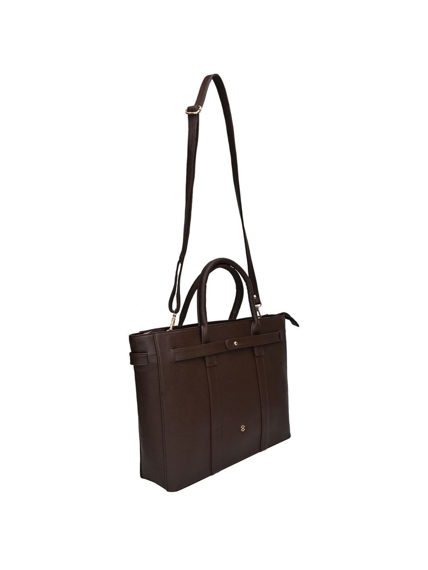 Horra Dark Brown Solid Laptop Handbag
