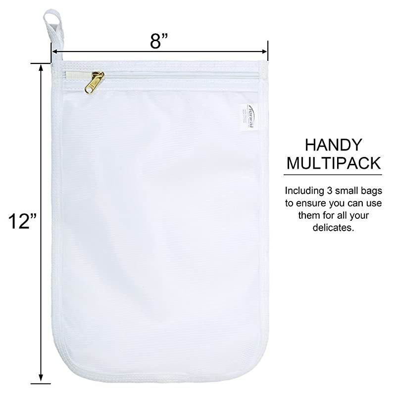 Delicates Laundry Bags Bra Fine Mesh Wash Bag for Underwear Lingerie Bra Pantyhose Socks Use YKK Zipper Have Hanger Loops Small Openings White 3 Small