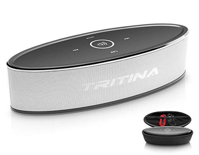 Tritina Wireless Speaker Stereo HD Sound, Touch Control with Fashion Light, Bluetooth Speaker, Built-in Mic, Handsfree Phone Calling, TF Card Slot & AUX Cable (Silver)