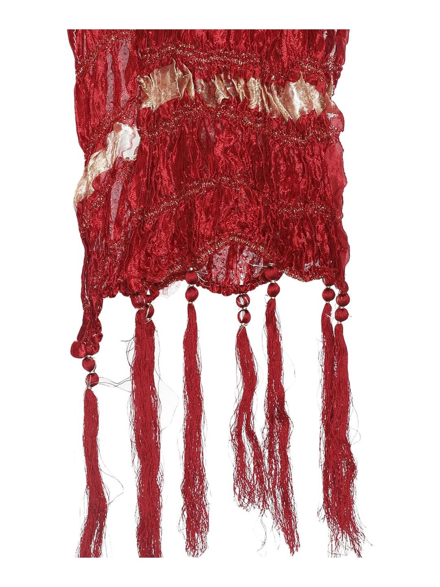 VASTRAMAY Beige & Red Lace Pattern Ethnic Dupatta