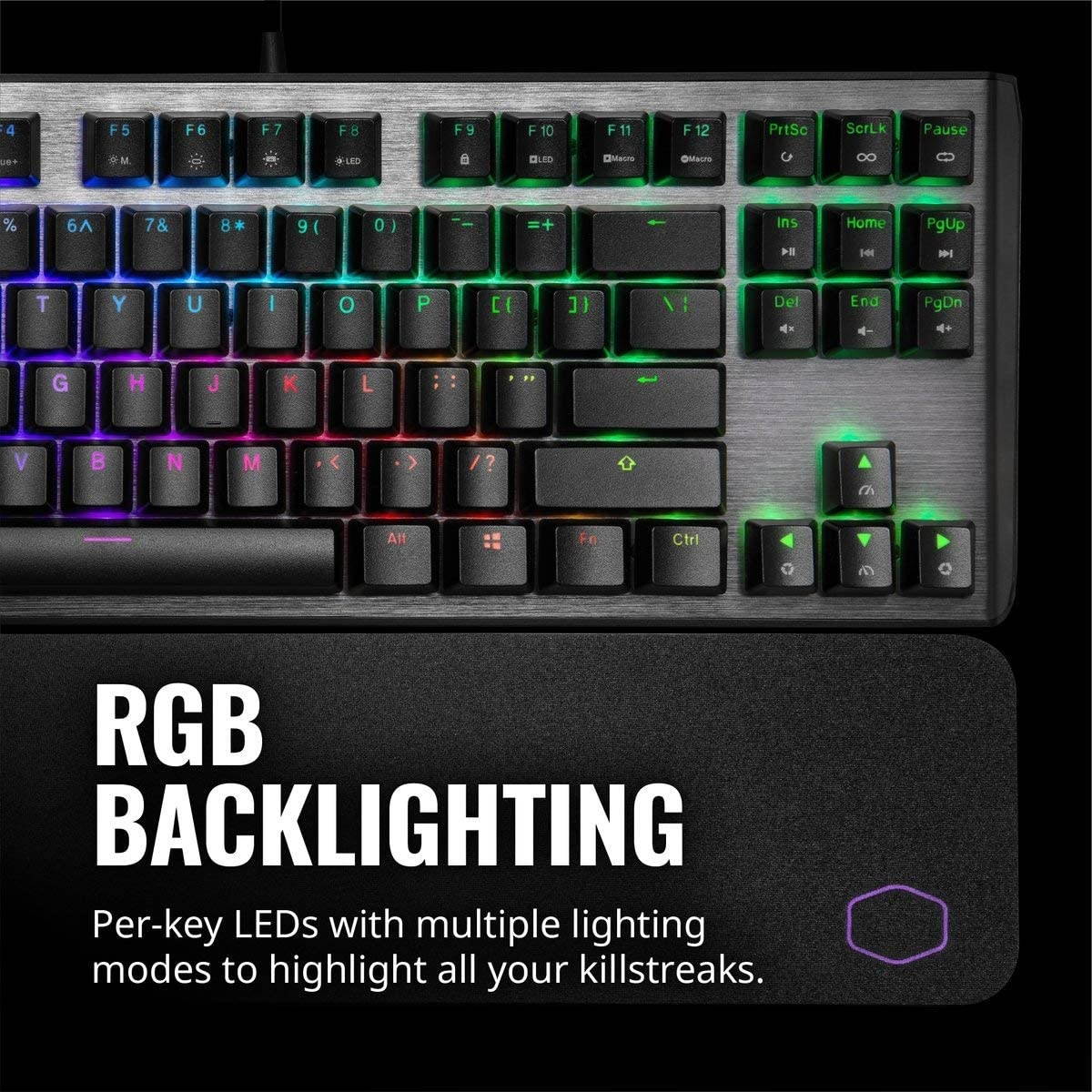 Cooler Master CK530 V2 Tenkeyless Gaming Mechanical Keyboard Brown Switch with RGB Backlighting, On-The-Fly Controls, and Aluminum Top Plate