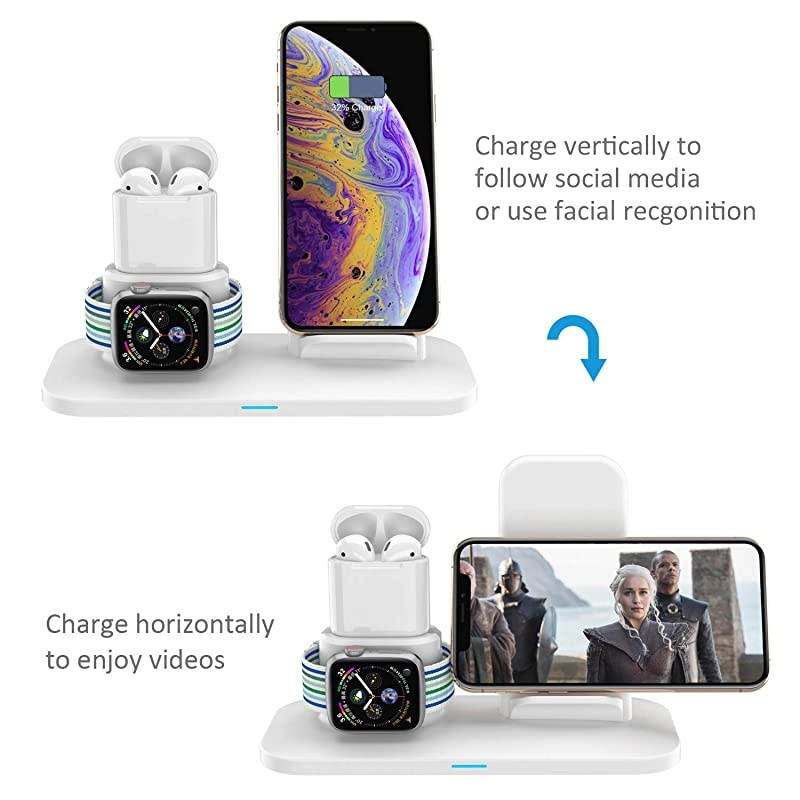 Charger 3 in 1 Charging Station for Apple Watch and iPhone Airpods Charging Stand Compatible for Apple iPhone XXSXRXs Max88 Plus Apple Watch Series 4 3 2 1 Airpods