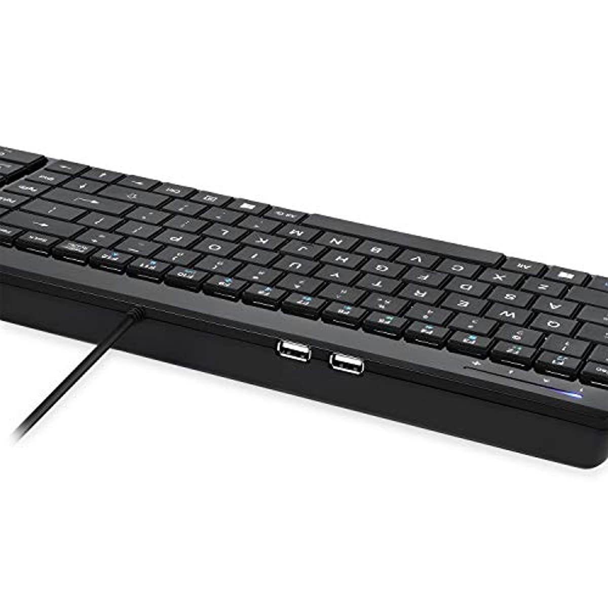 Perixx Periboard-320 Wired Backlit Trackball Keyboard with 2 Hubs, Compact Design with Numeric Keypad, Black, US English Layout (11494)