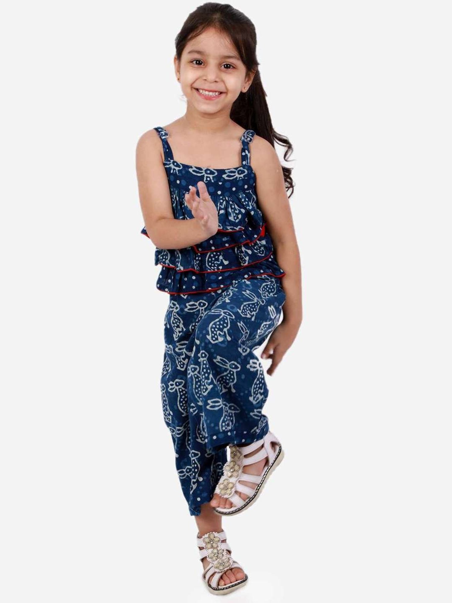 TWISHA Kids Blue Printed Jumpsuit