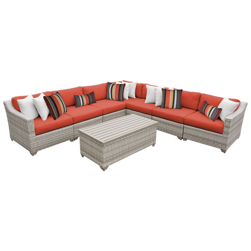 Nolin 7pc Sectional Weathered Brown Frame Sunbrella Spectrum Denim Fabric - La-Z-Boy