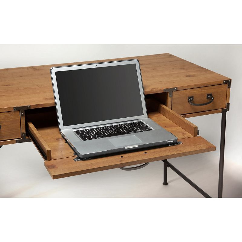 Kathy Ireland Office Ironworks Writing Desk In Vintage Golden Pine - Bush Furniture