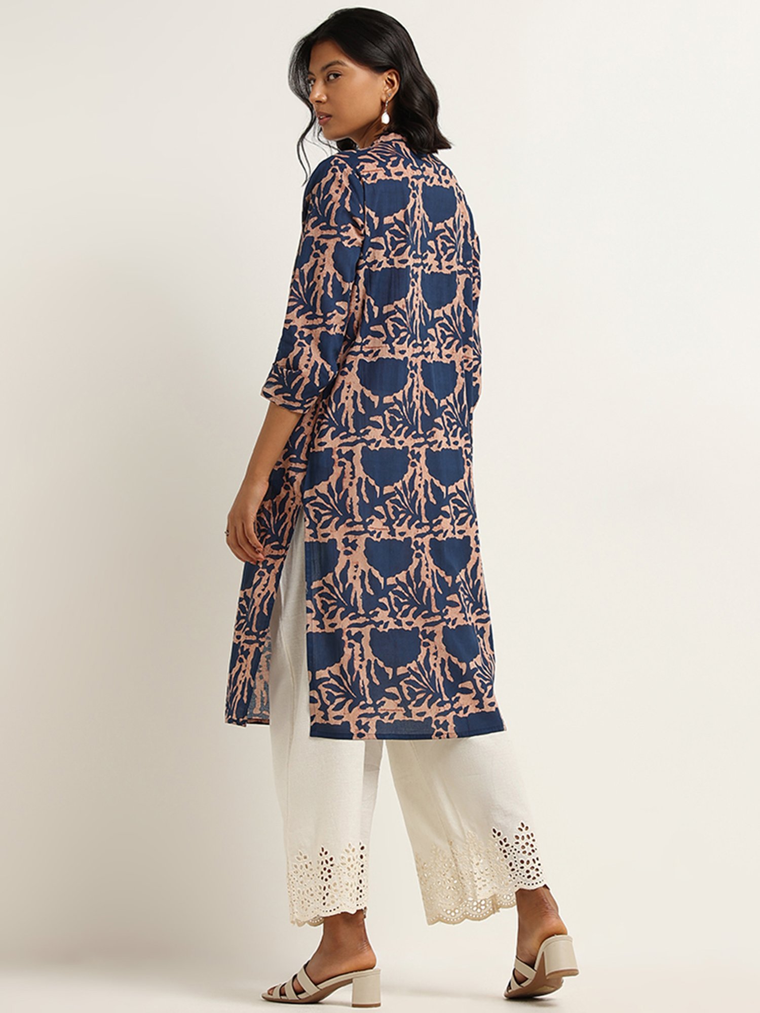 Utsa by Westside Blue Straight Fit Printed Kurta