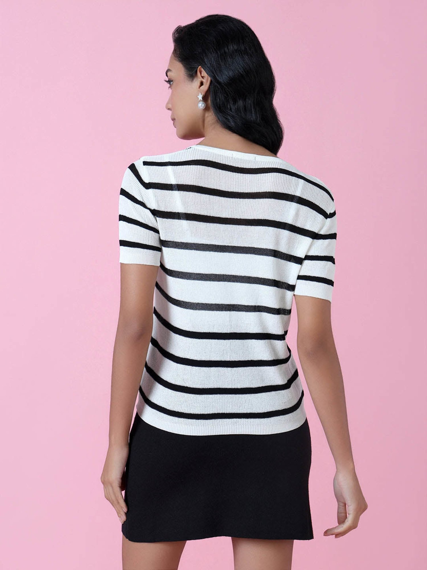 SHOWOFF White Striped Top