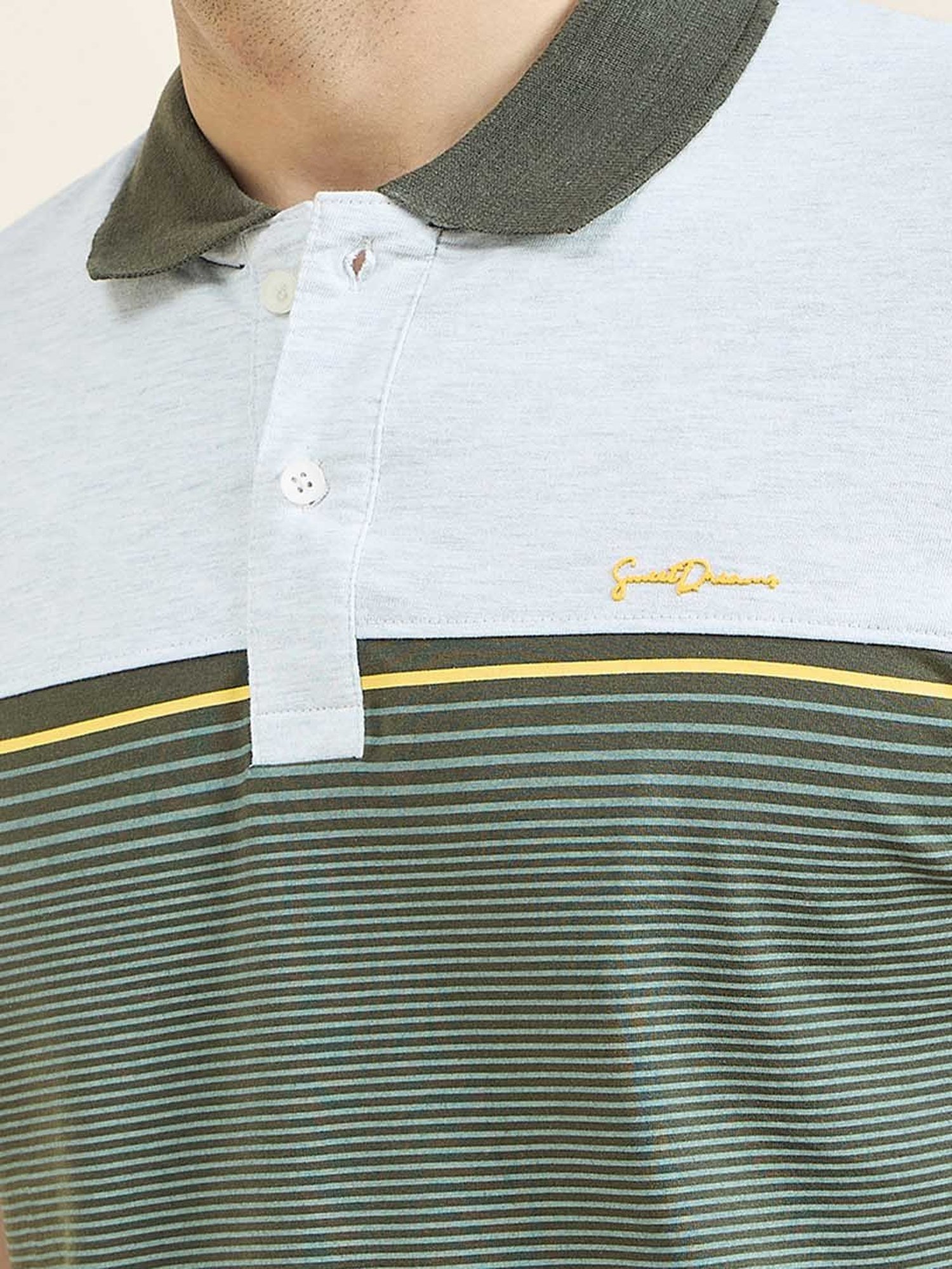 Sweet Dreams Olive & Off White Regular Fit Printed T-Shirt & Pyjamas Set