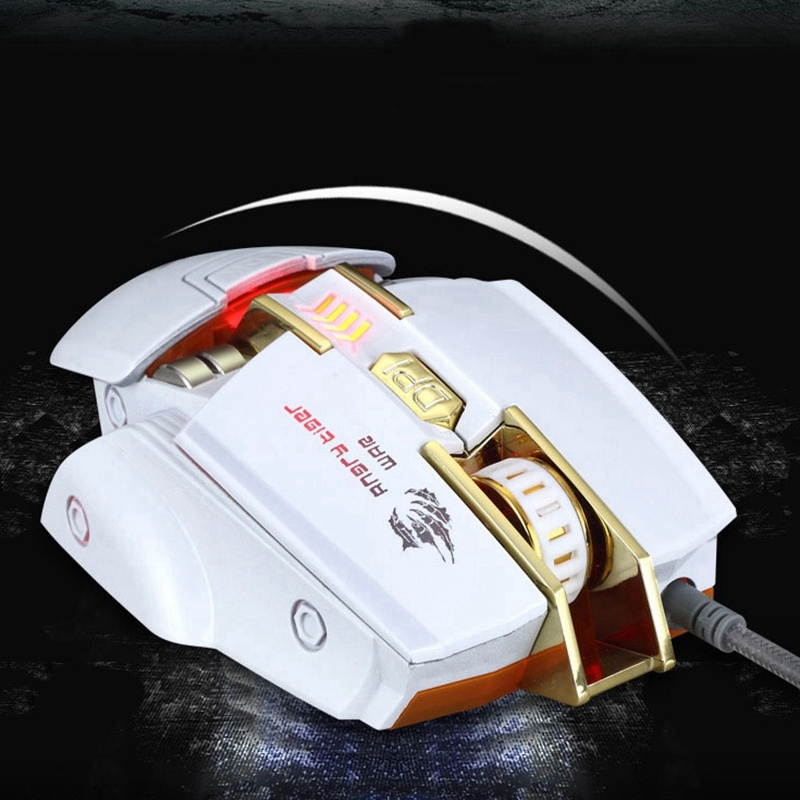 KCPDS Gaming Mouse Ergonomic Wired Mouse 7-Key RGB LED 3200 DPI USB Computer Mouse Wired Gaming Mouse with Backlight for PUBG FPS White