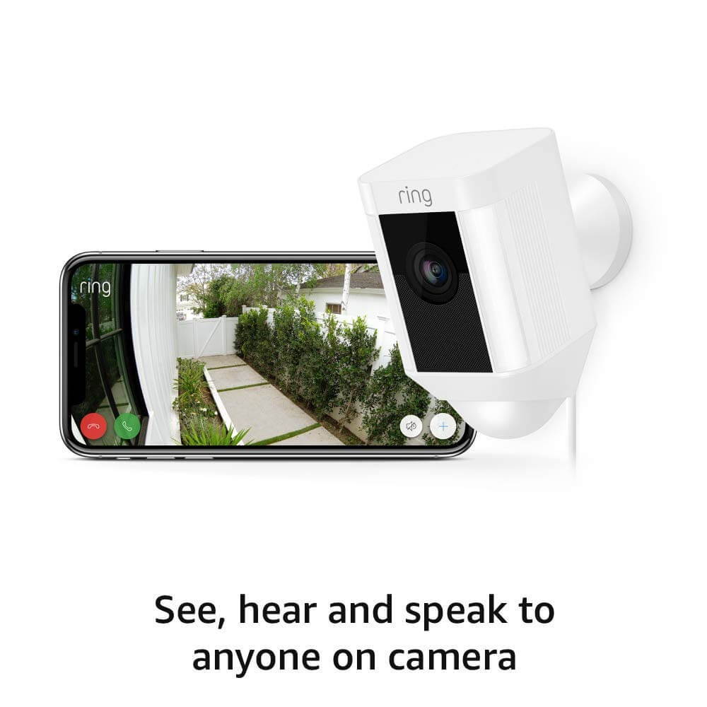 Ring Indoor/Outdoor 1080HD Wired Security Camera with LED Spotlight, White