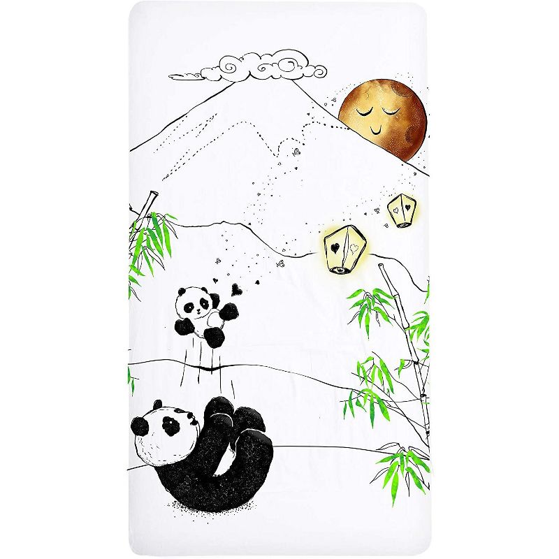 JumpOff Jo Fitted Crib Sheet - Cotton Crib Sheet for Standard Sized Crib Mattresses - Hypoallergenic and Breathable - 28 x 52 Inches - Playful Pandas