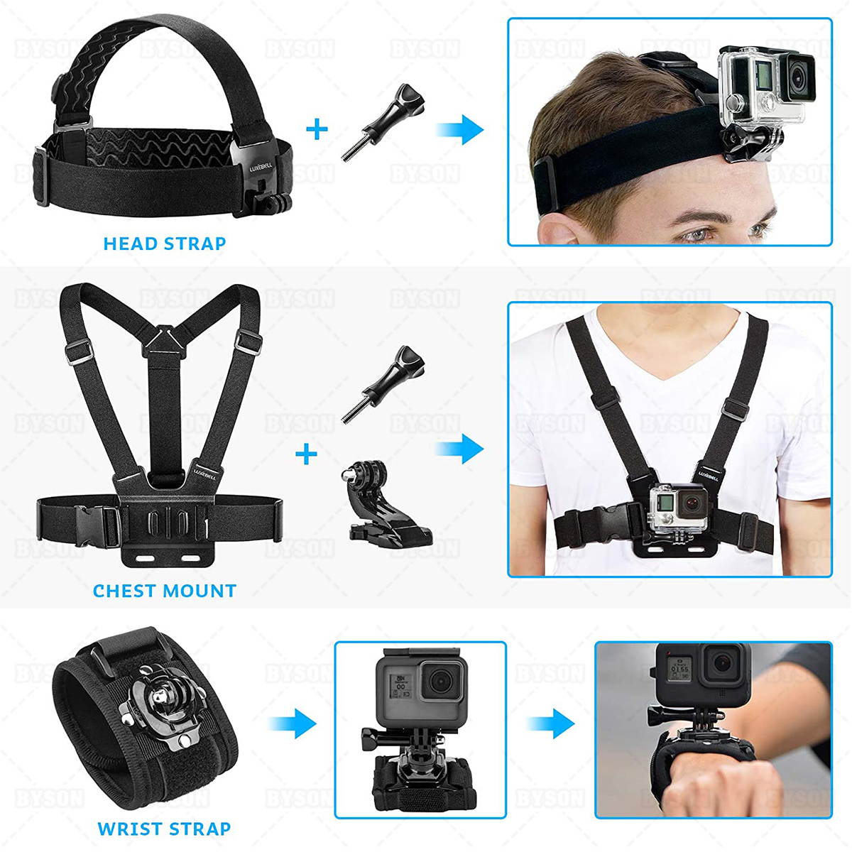 Ackmioxy Accessories Kit for Gopro Hero 9 Black AKASO EKEN H9R EK5000 EK7000 4K WiFi Action Camera Gopro Hero 8 7 6 5/Session 5/Hero 4/3+/3/2/1 Max Fusion