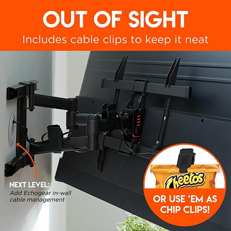 Swivel Articulating TV Wall Mount Bracket for TVs Up to 82" - Full Motion Extension & Tilt - Wall Template for Easy Install - Centers & Levels After Mounting Plus Hides Your Cables