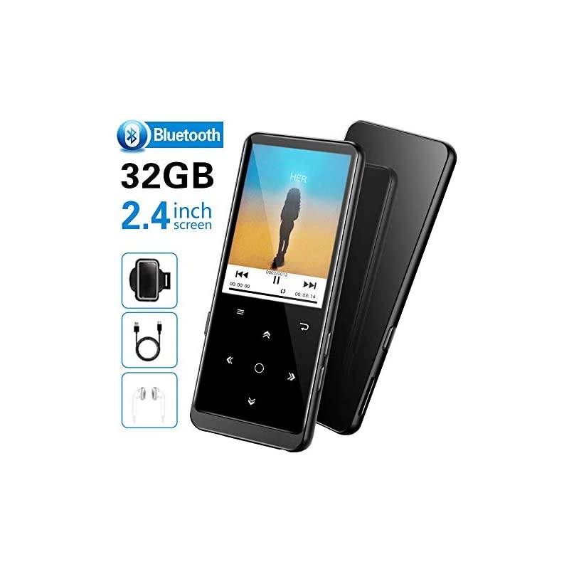 32GB MP3 Player with Bluetooth 4.2,  Music Player with FM and Recording, 2.4" Screen, HiFi Lossless Sound, Support up 64GB Expansion(Earphone, Sport Armband Included)