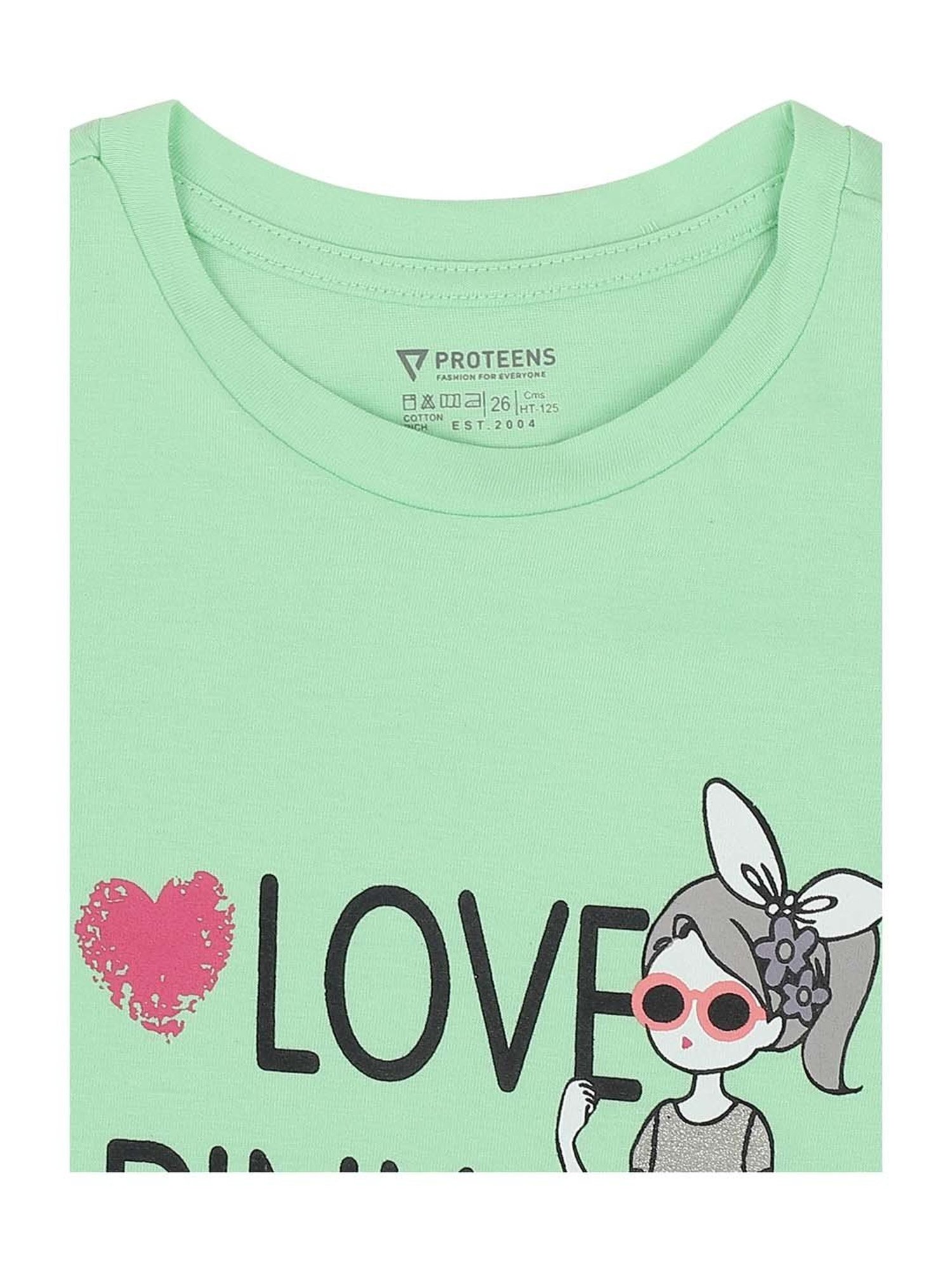 Proteens Kids Green Cotton Printed T-Shirt