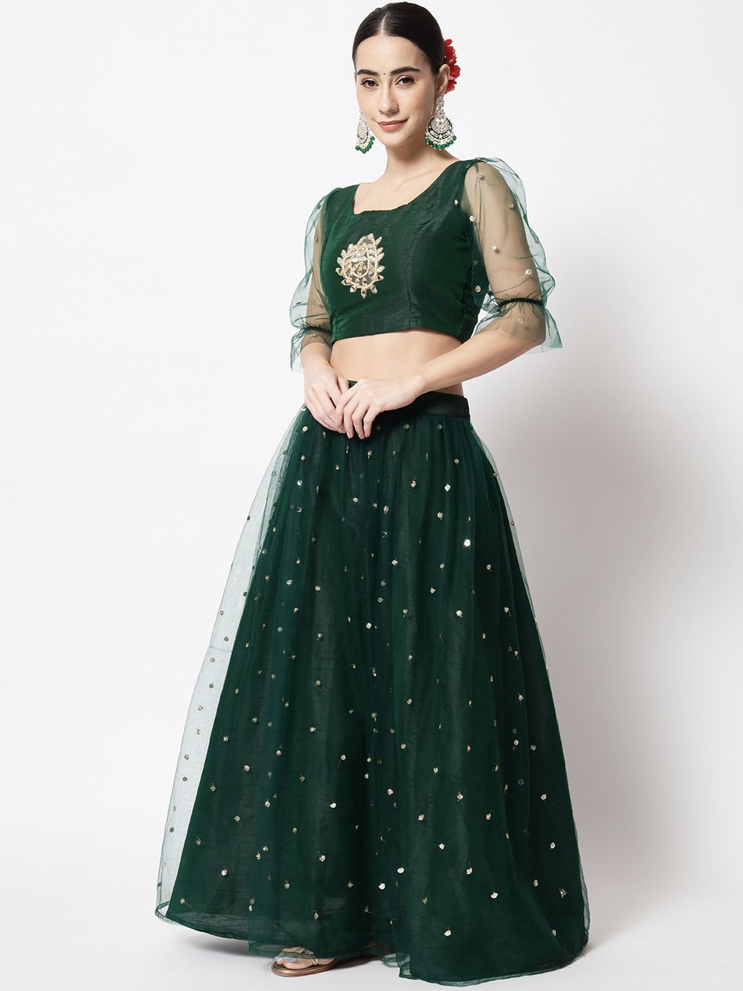 studiorasa Green Embroidered Skirt