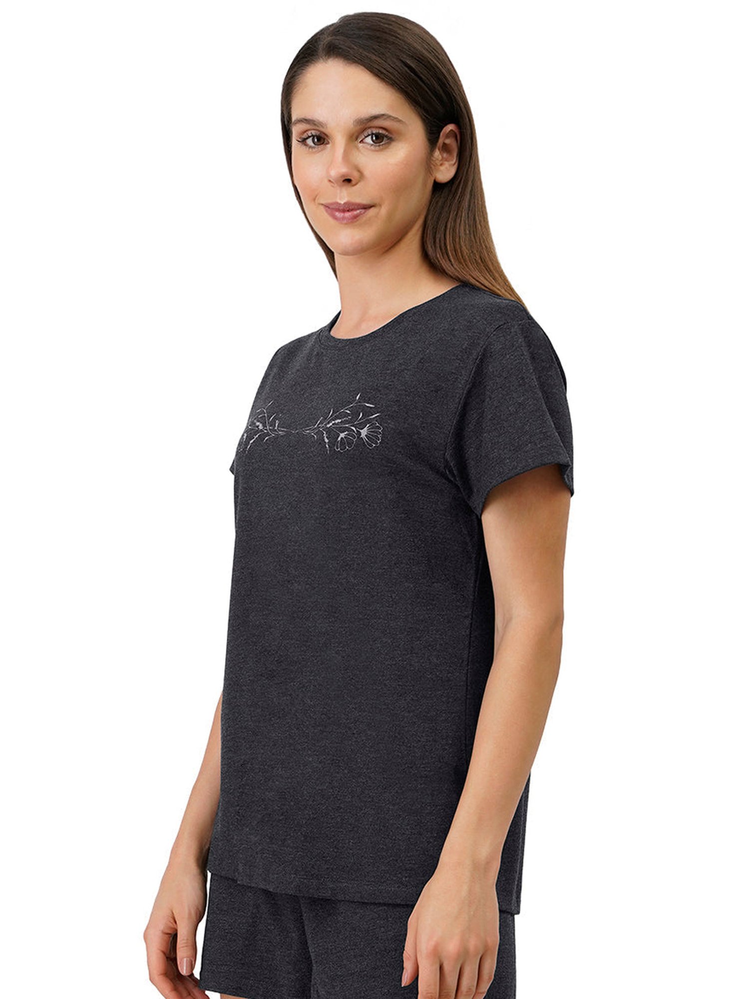 Amante Grey Floral Print T-Shirt