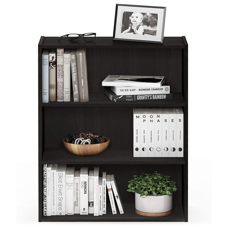 Furinno Pasir 3 Tier Open Storage and Organization Bookshelf Wooden Bookcase Shelf Shelving Unit for Home or Office, Espresso