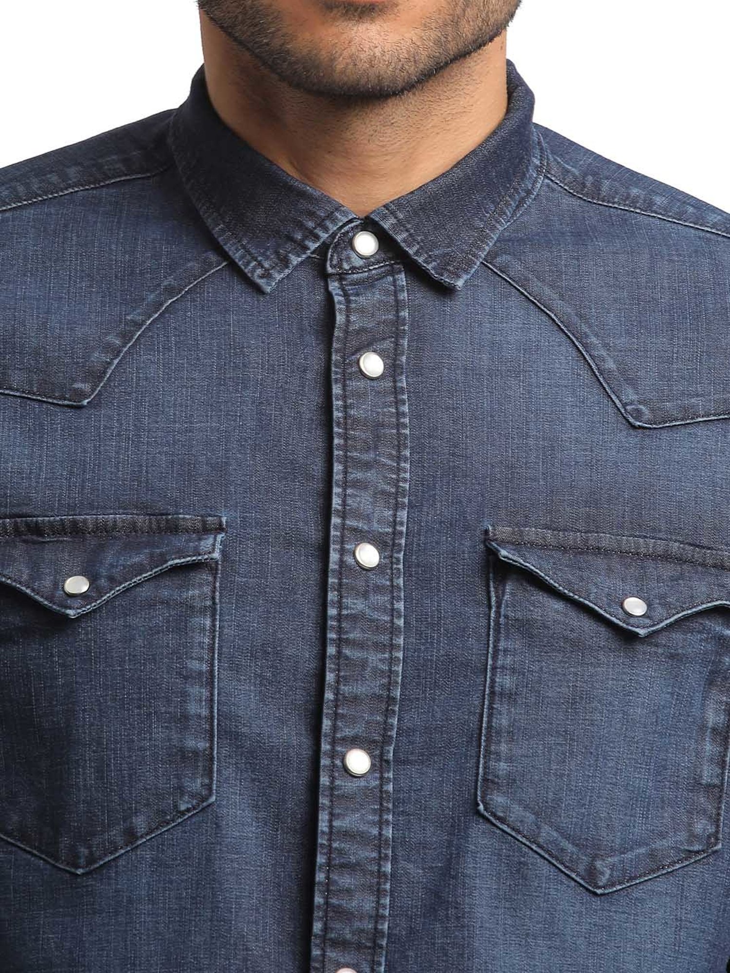 EVERBLUE Dark Blue Regular Fit Shirt
